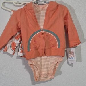 Carter's Coral Watermelon Kids 3 Piece Set 3m NWT